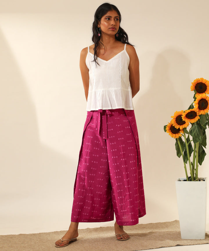 Pink handcrafted bandhani cotton pant