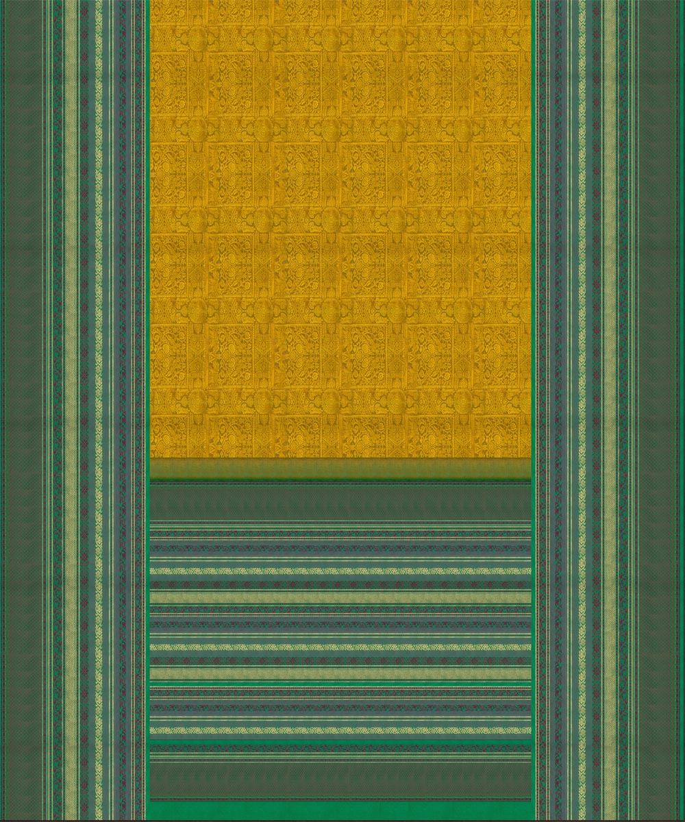 Yellow with green handwoven kanjivaram silk saree