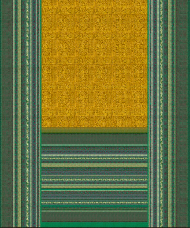 Yellow with green handwoven kanjivaram silk saree