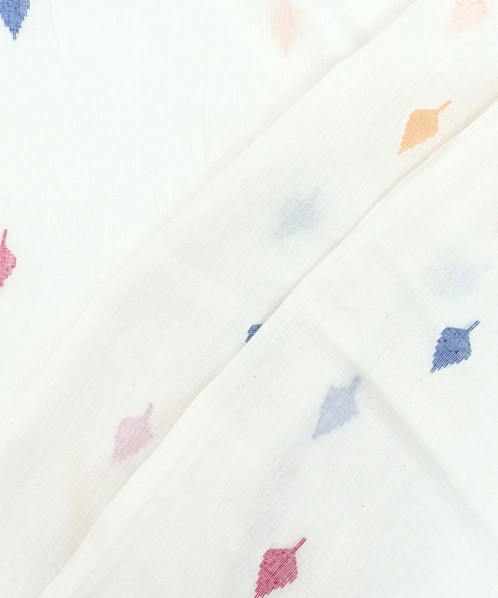 White multicolour handwoven cotton jamdani fabric