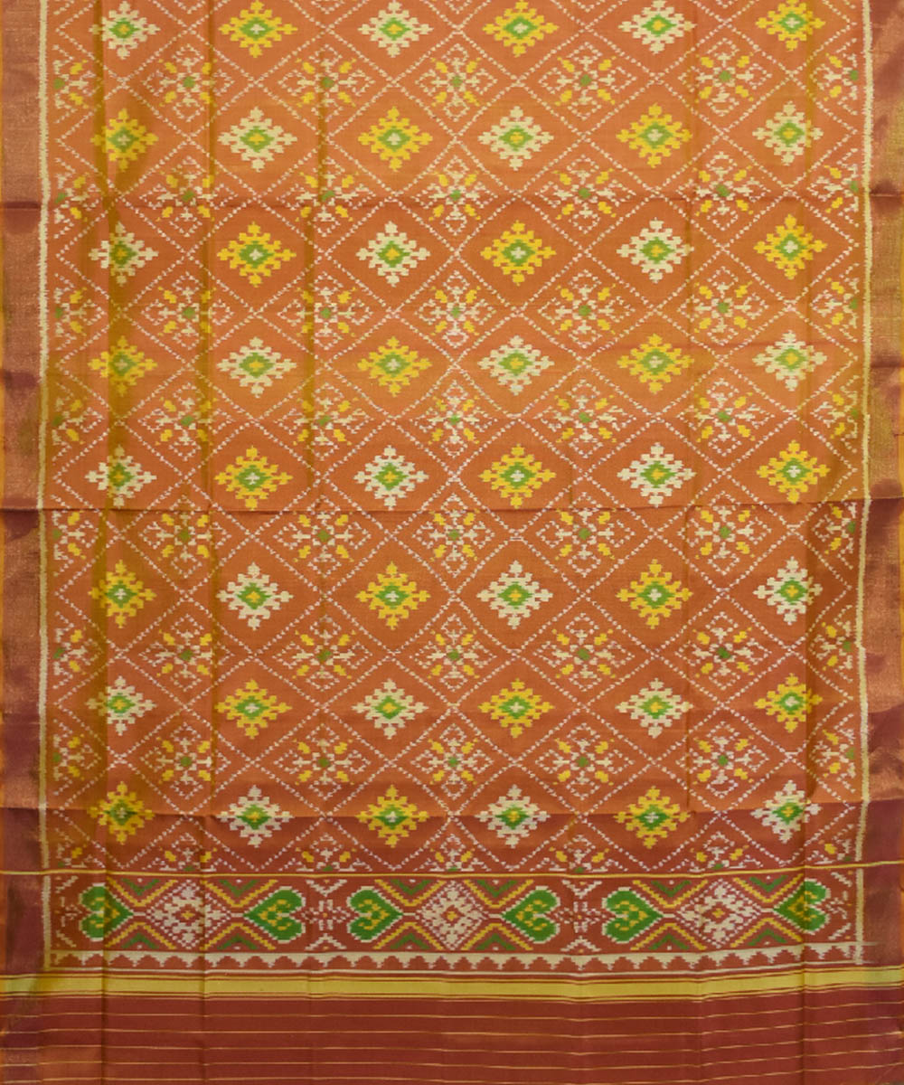 Orange yellow handloom silk patola dupatta