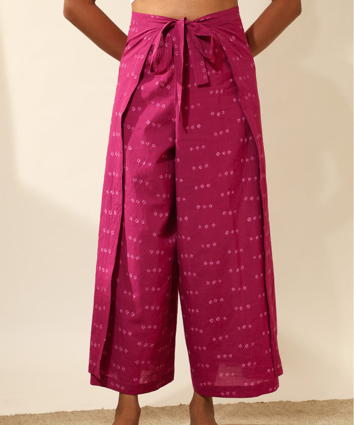 Pink handcrafted bandhani cotton pant