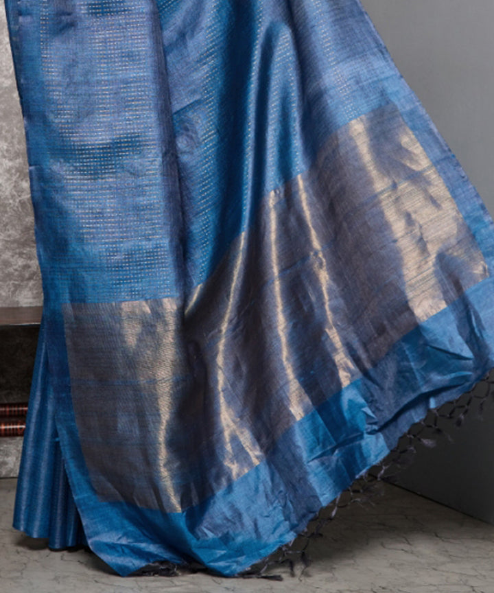 Royal blue handloom chhatisgarh tussar silk saree
