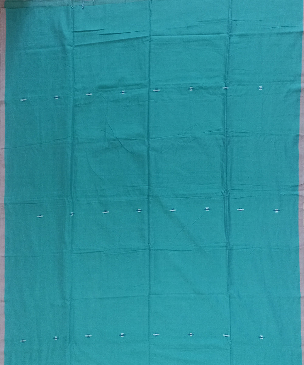 Teal green pink cotton handloom bengal saree