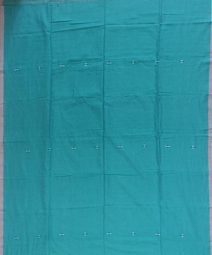 Teal green pink cotton handloom bengal saree