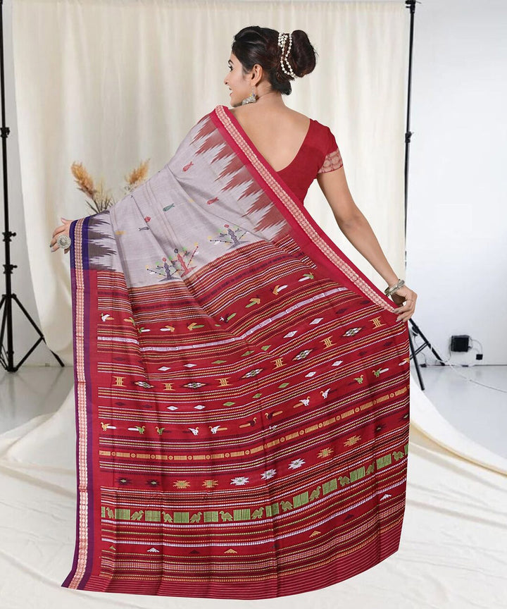 Abalone cotton handwoven sambalpuri saree