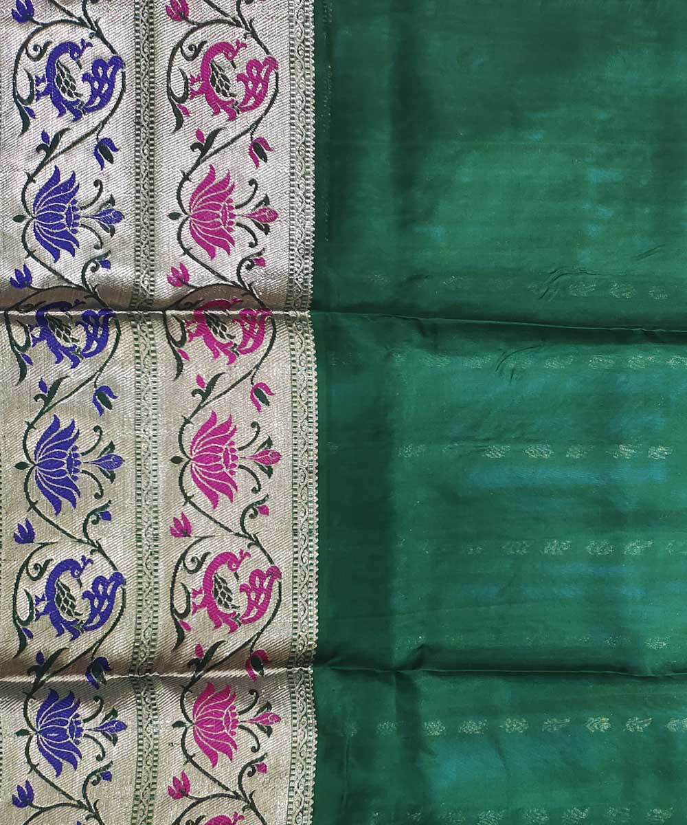 Sky blue deep green silk handloom venkatagiri saree