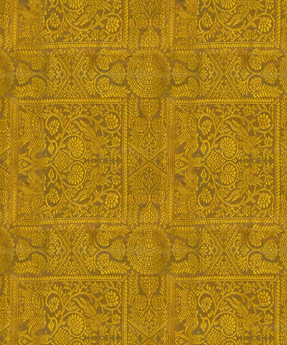 Yellow with green handwoven kanjivaram silk saree