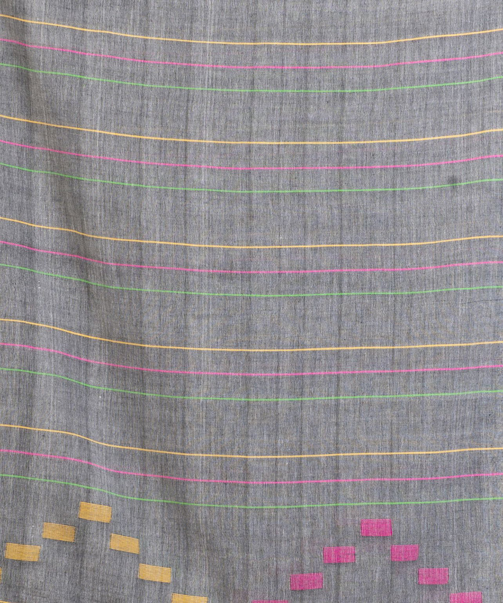 Grey handwoven cotton bengal saree