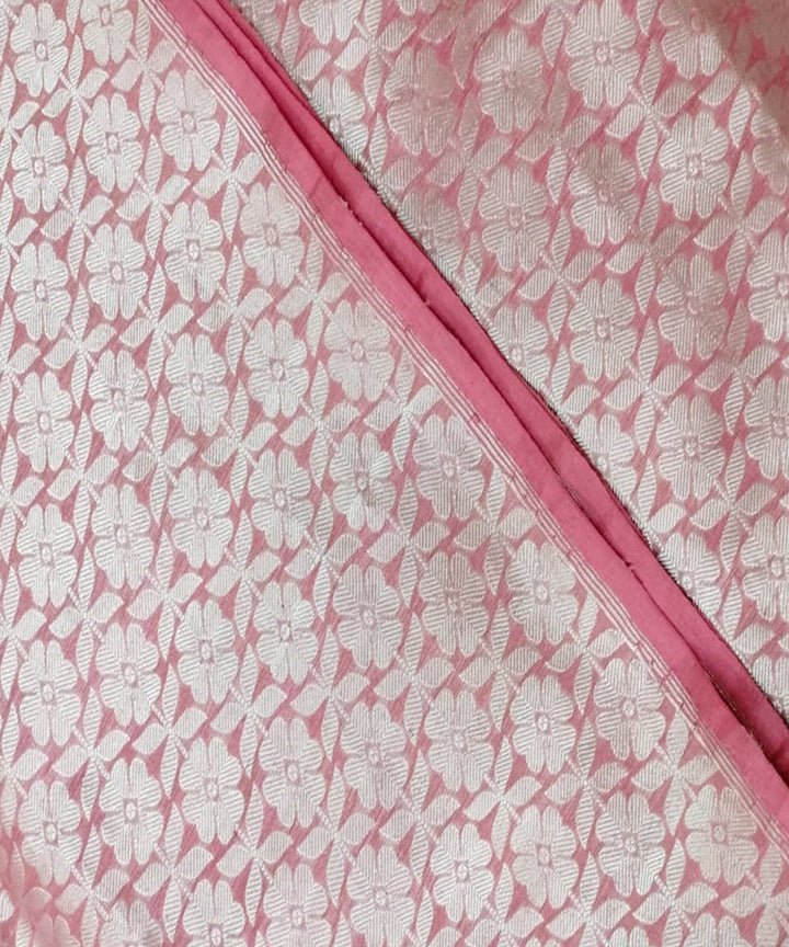 Pink handloom banarasi cotton silk fabric