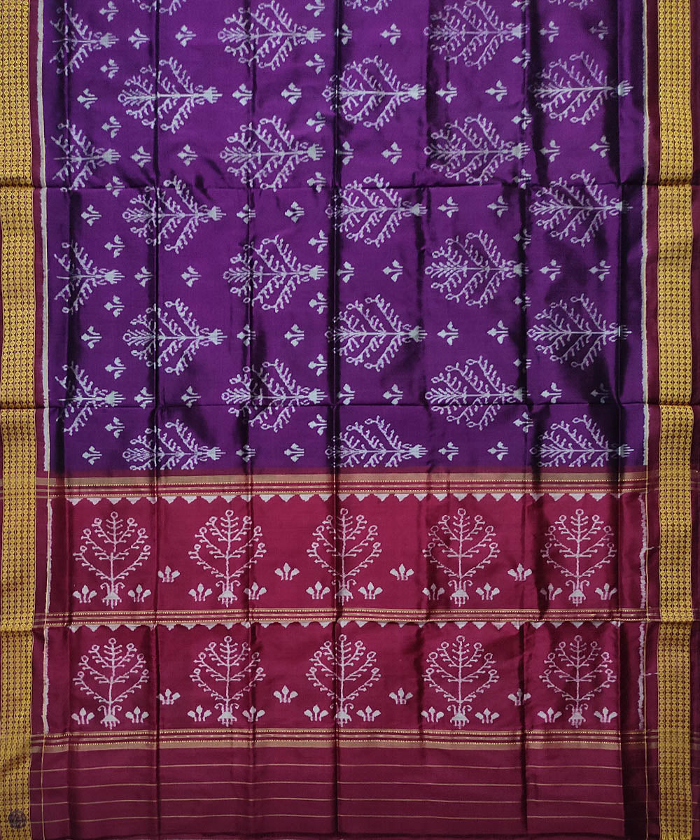 Violet maroon handloom sambalpuri silk dupatta