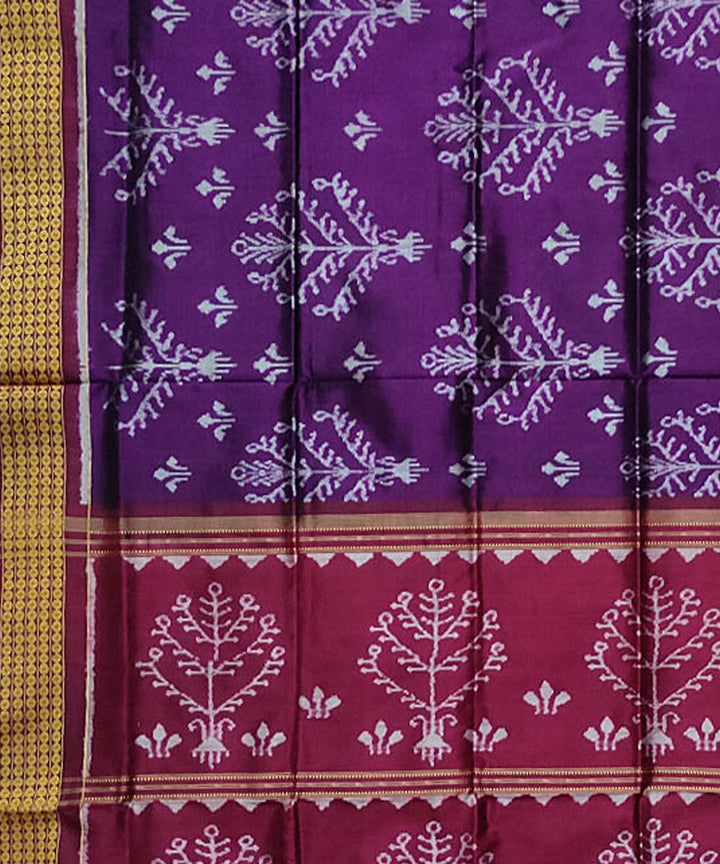 Violet maroon handloom sambalpuri silk dupatta