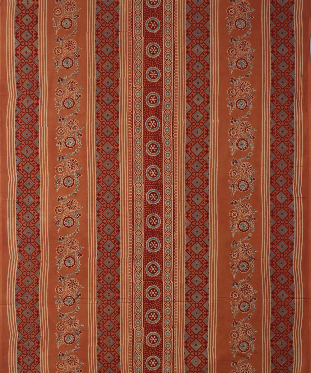 3m brown hand printed cotton ajrakh kurta material
