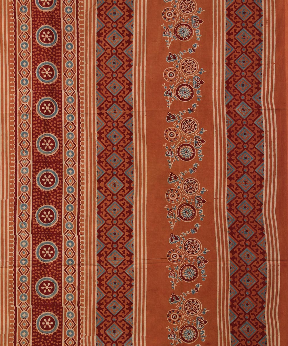 3m brown hand printed cotton ajrakh kurta material