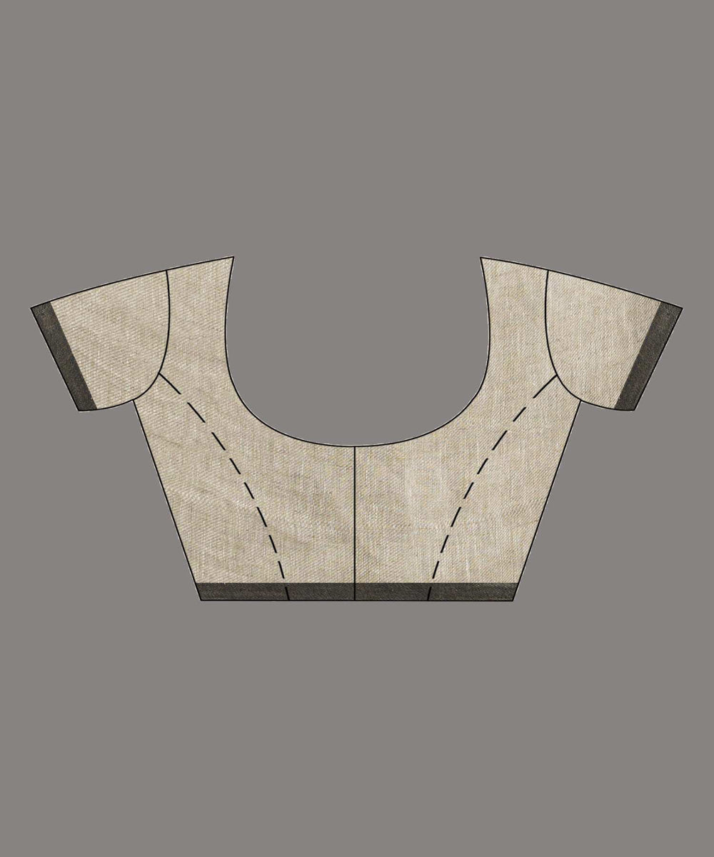 Grey plain handwoven bengal linen saree