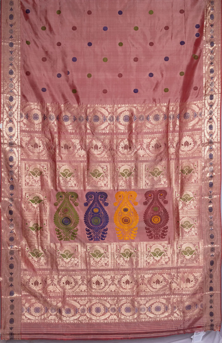 Peach baluchari silk handwoven saree