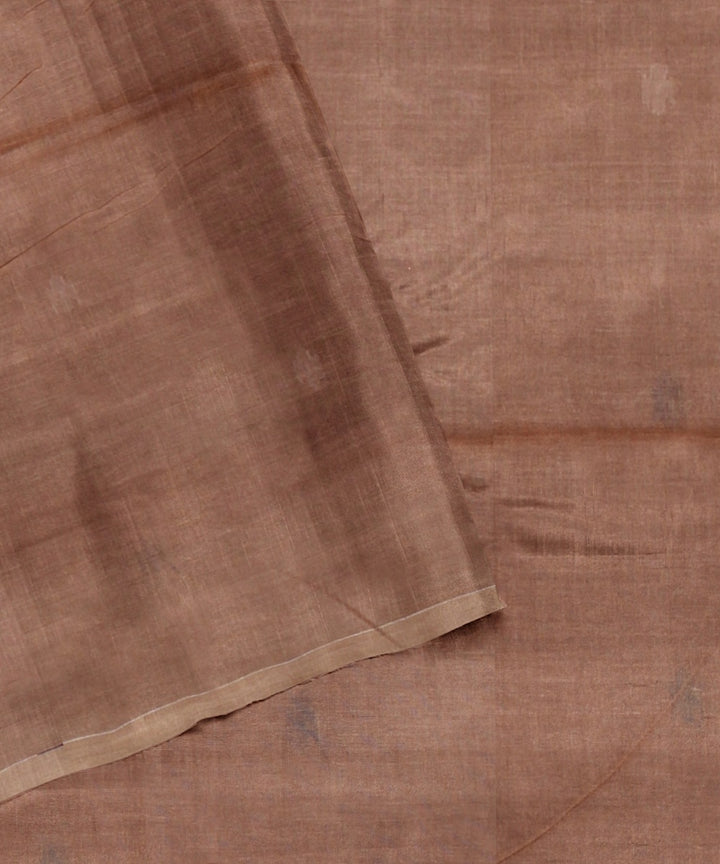 Brown grey handloom cotton bengal saree