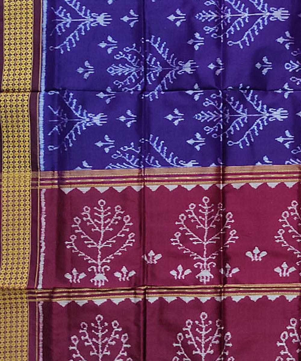 Purple maroon handloom silk sambalpuri dupatta