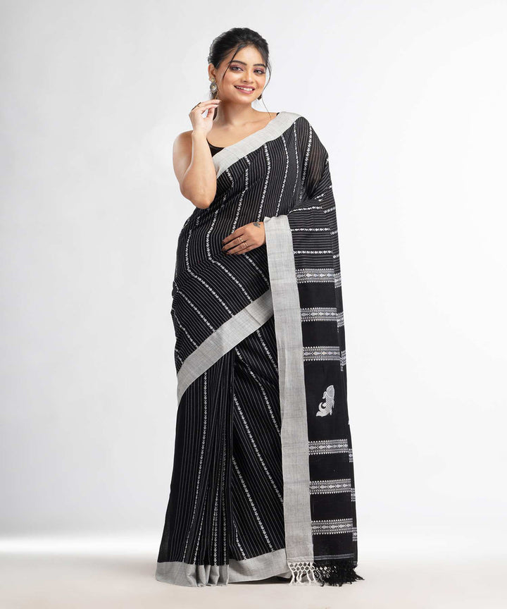 Black handwoven bengal cotton saree