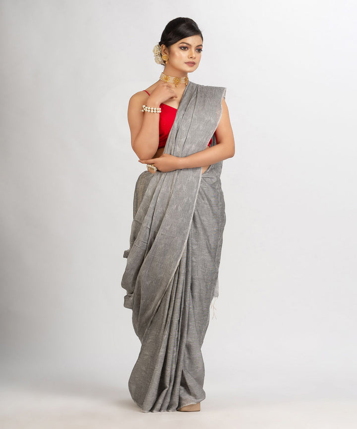 Grey cotton handloom bengal saree