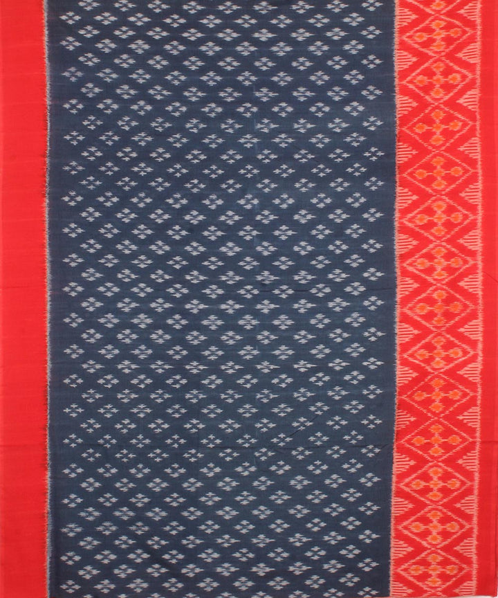 Sky blue red pochampally ikat cotton handloom saree
