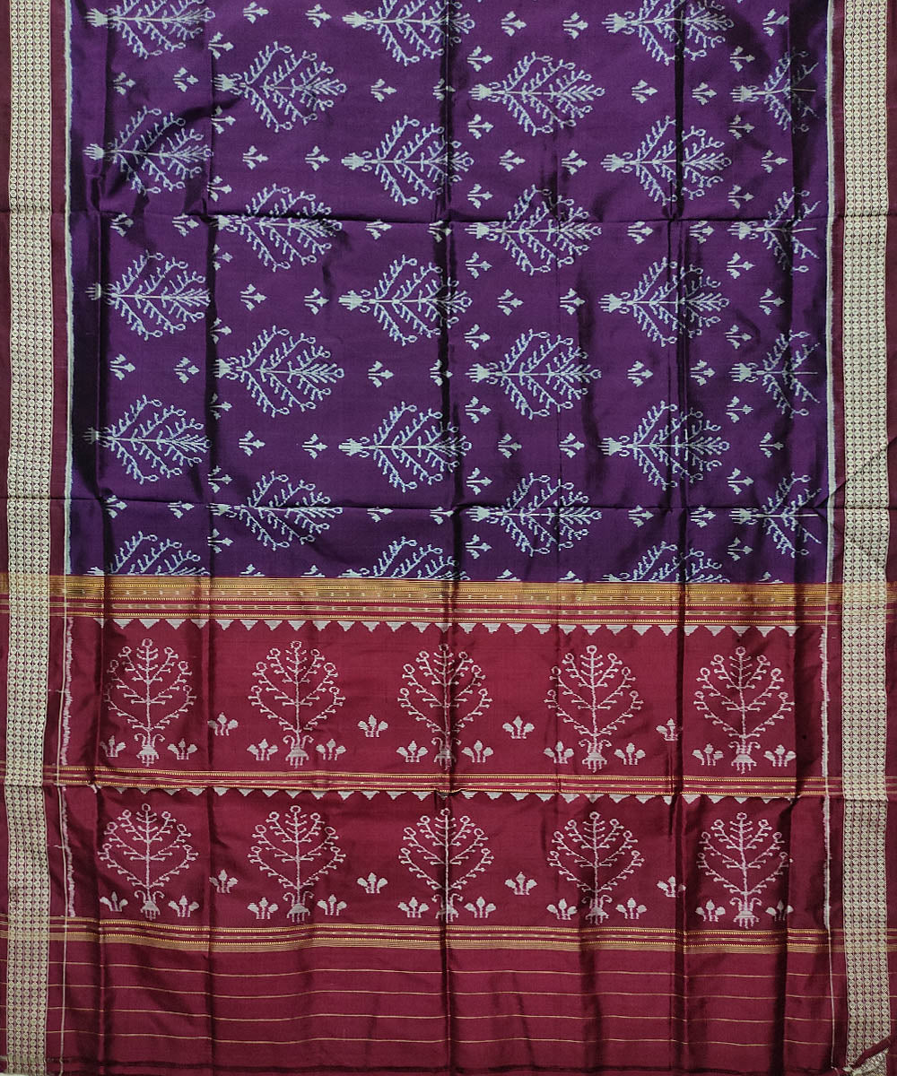 Violet maroon handloom silk sambalpuri dupatta