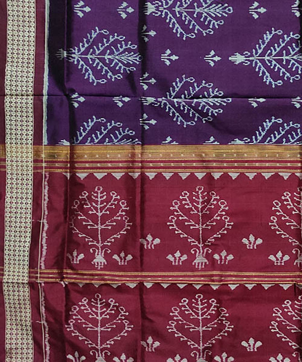 Violet maroon handloom silk sambalpuri dupatta