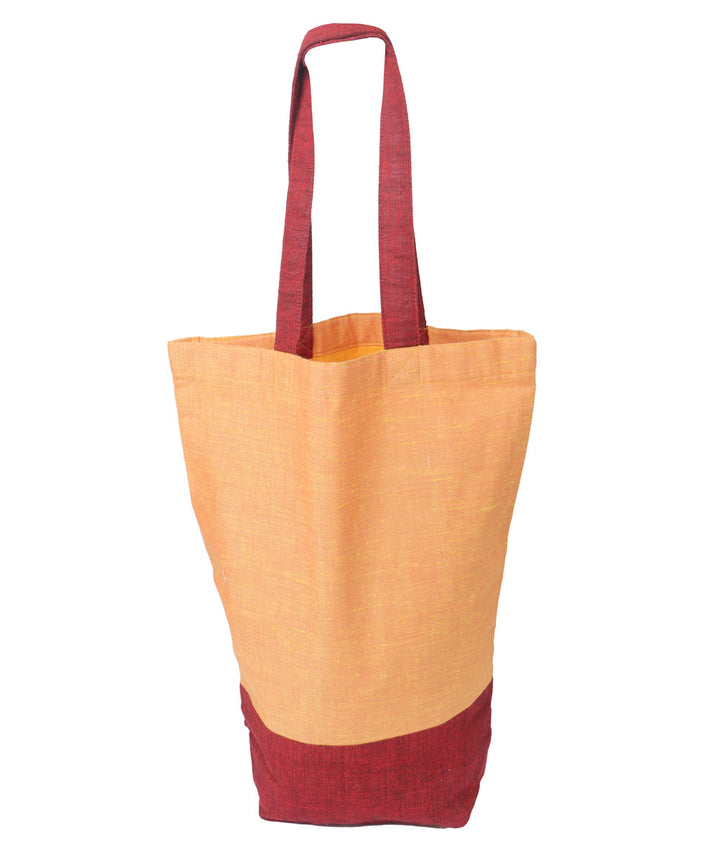 Maroon orange cotton hand painted warli tote bags