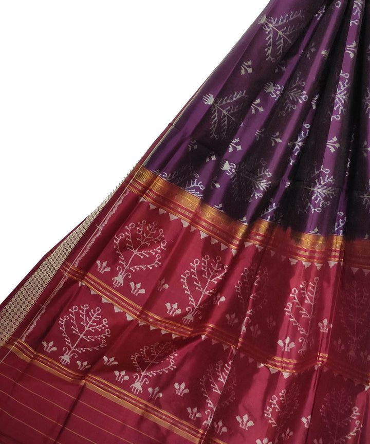 Violet maroon handloom silk sambalpuri dupatta