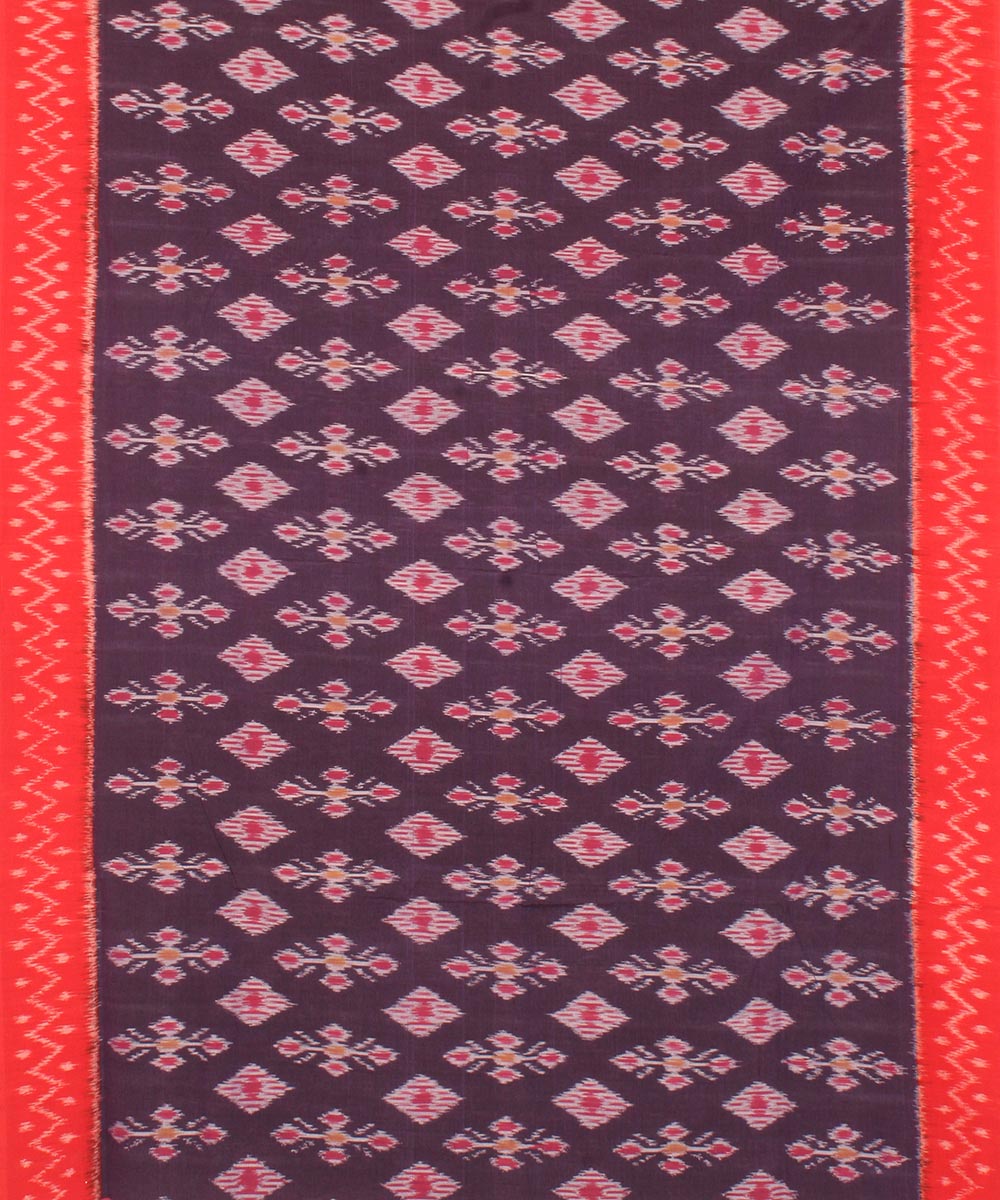 Navy blue red pochampally ikat handloom cotton saree
