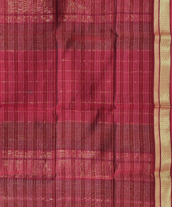 Green maroon handwoven maheshwari cotton silk saree