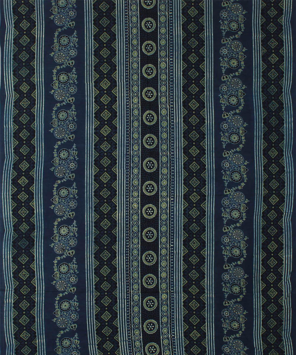 3m indigo hand printed cotton ajrakh kurta material