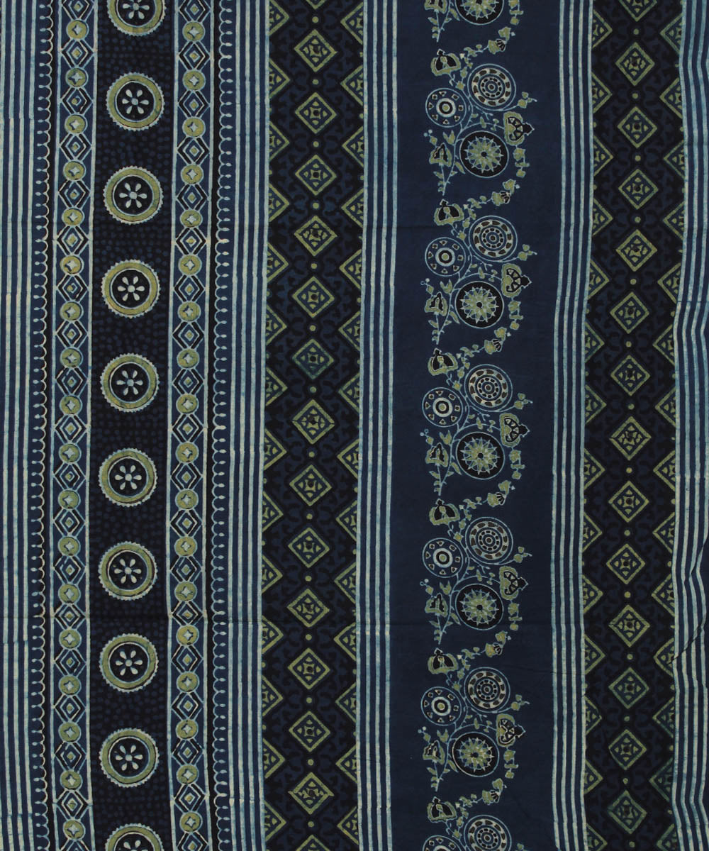 3m indigo hand printed cotton ajrakh kurta material