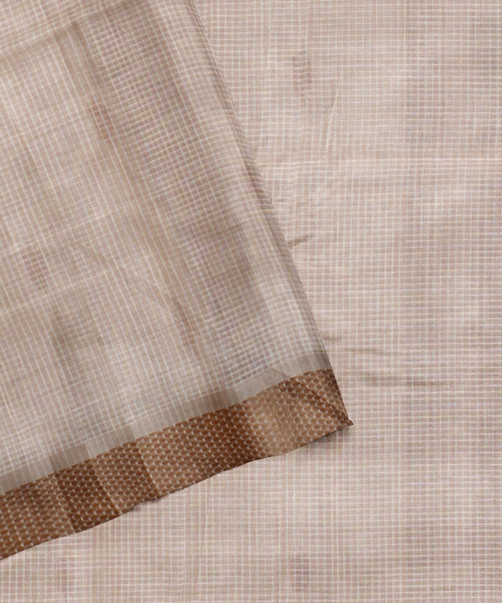 Cream brown handloom bengal cotton saree