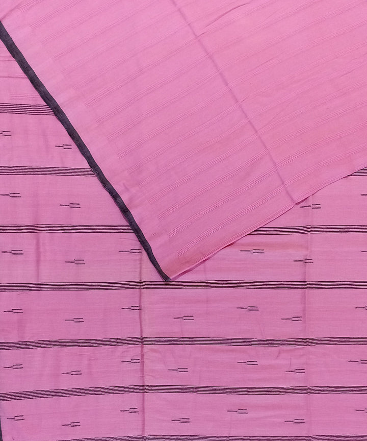 Pink black cotton handloom bengal saree