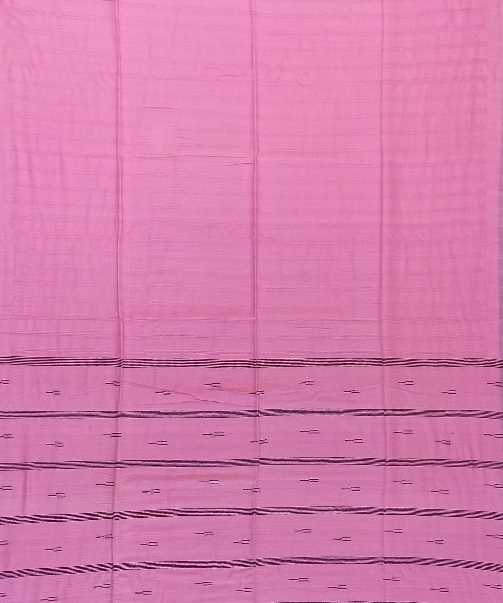 Pink black cotton handloom bengal saree