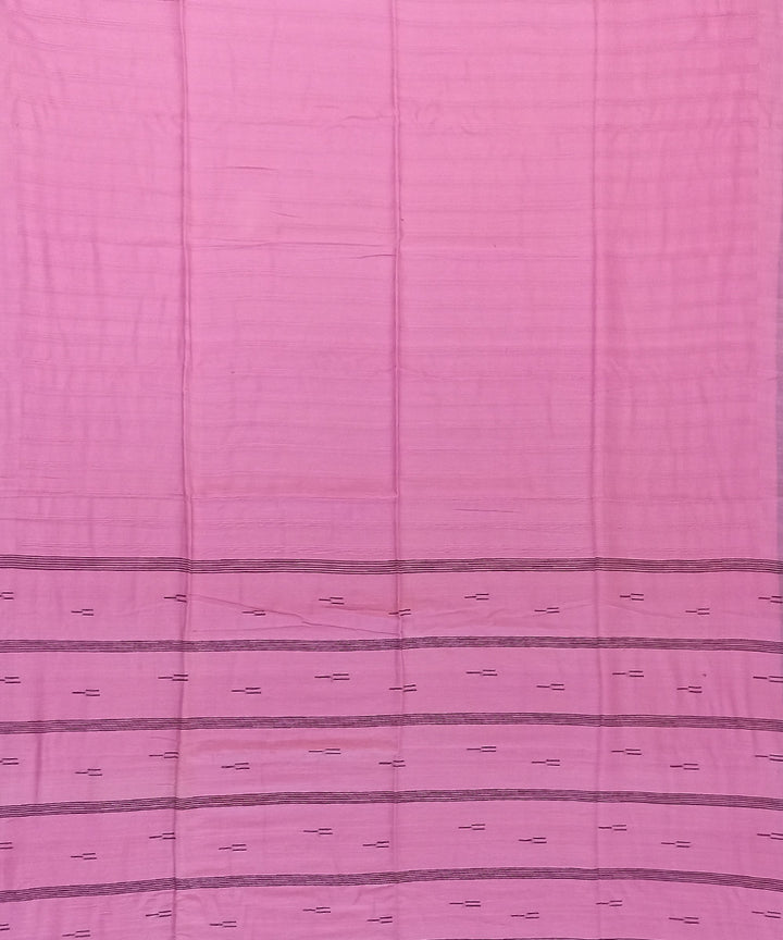 Pink black cotton handloom bengal saree