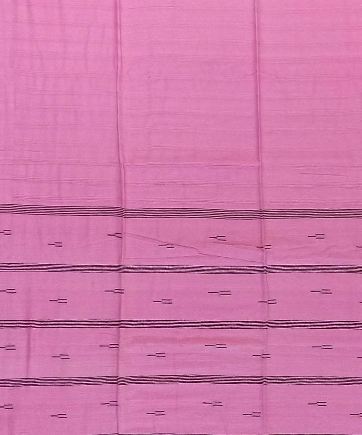 Pink black cotton handloom bengal saree