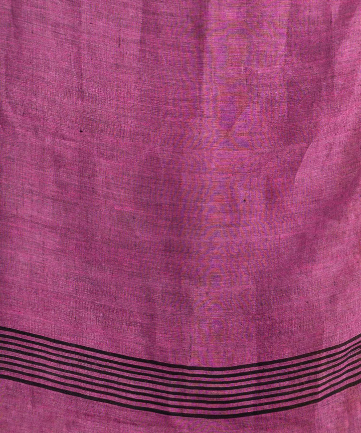 Black grey purple handwoven bengal linen saree