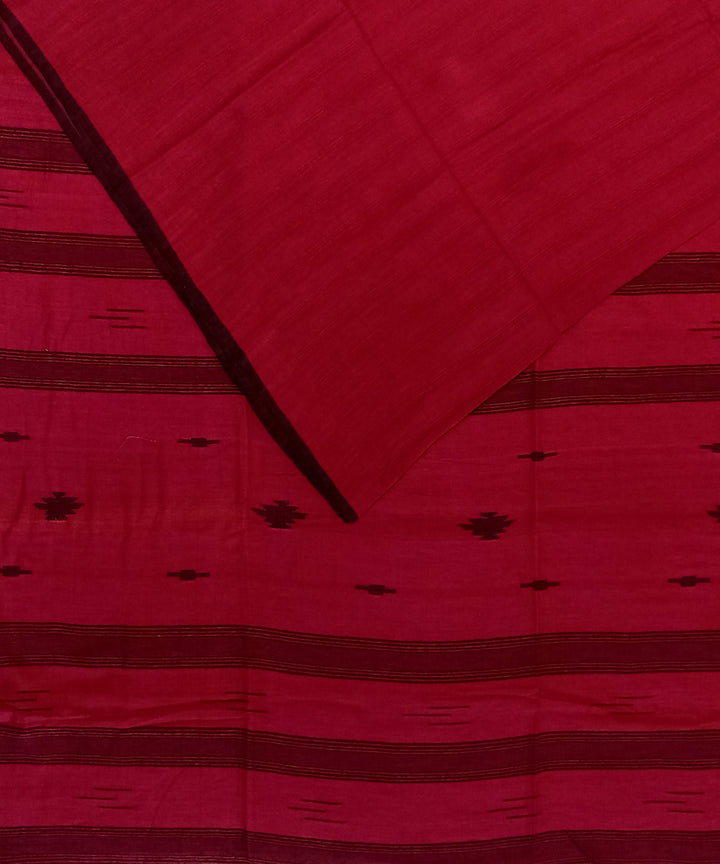 Red black cotton handloom bengal saree