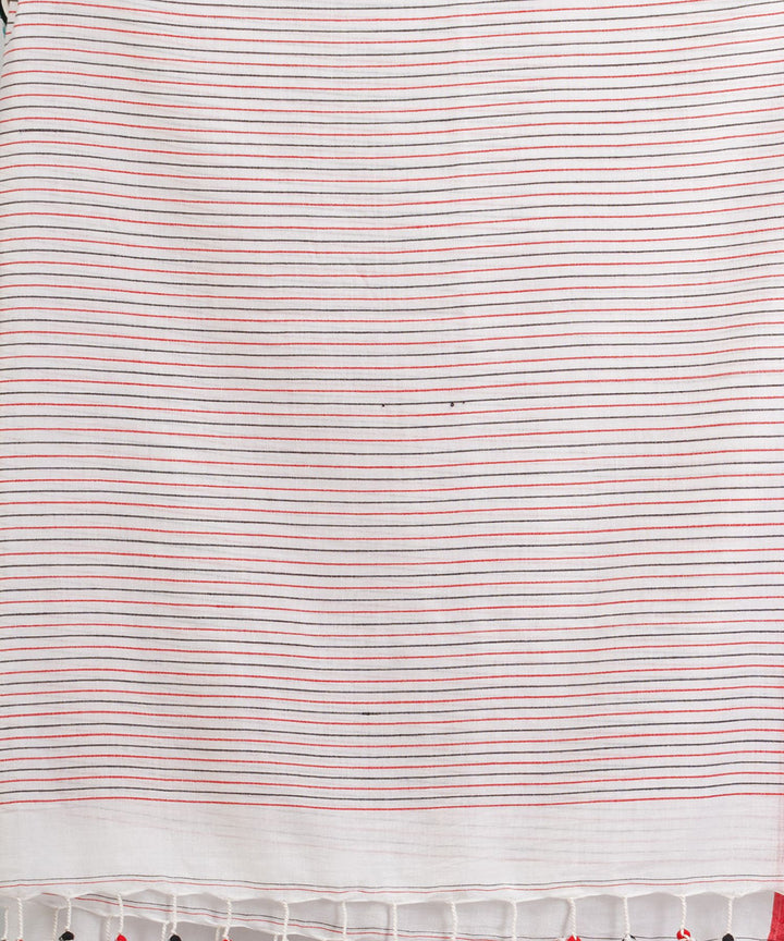 White red handwoven cotton stripes bengal saree