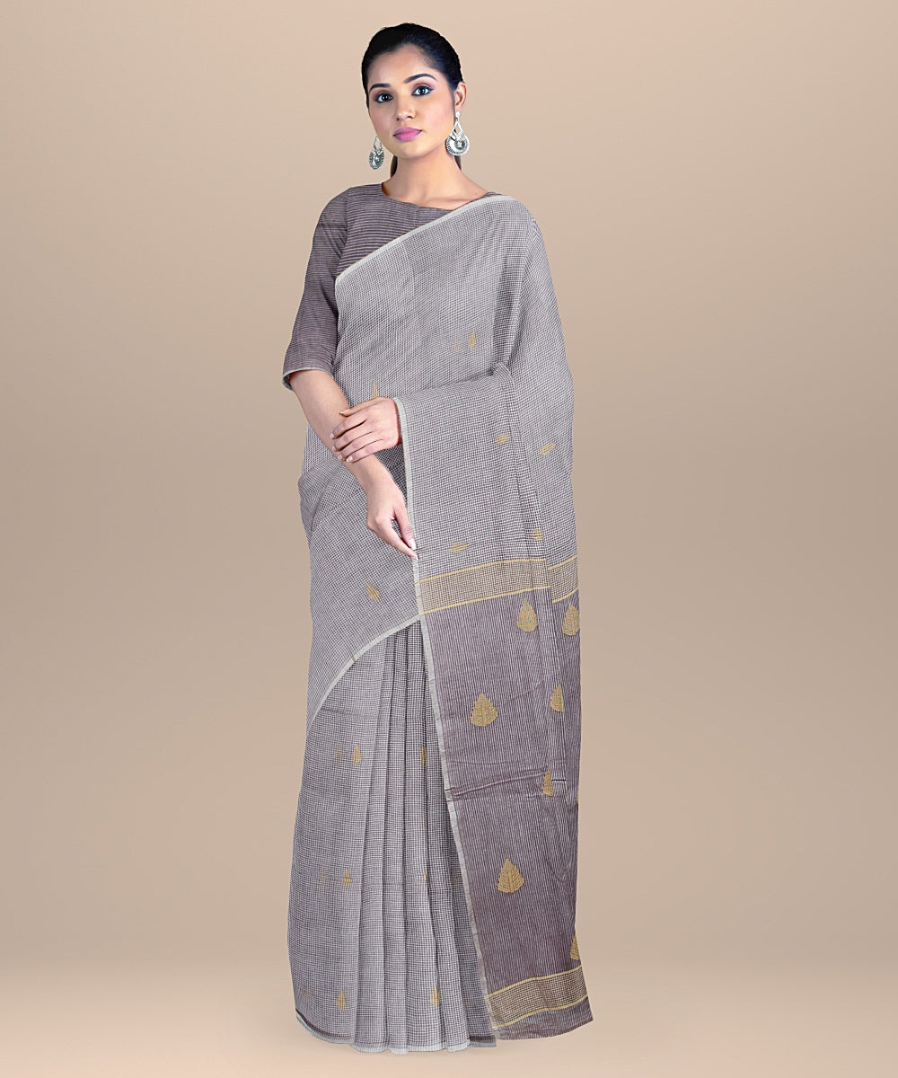 Brown cotton handloom bengal saree