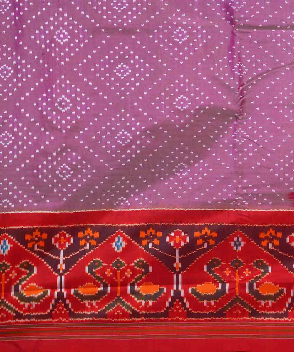 Lavender red handwoven pochampally ikat silk saree