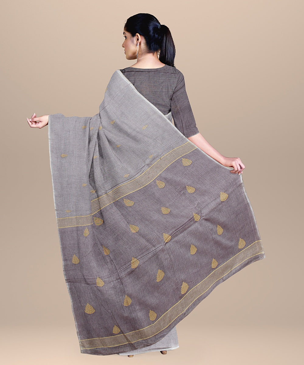 Brown cotton handloom bengal saree