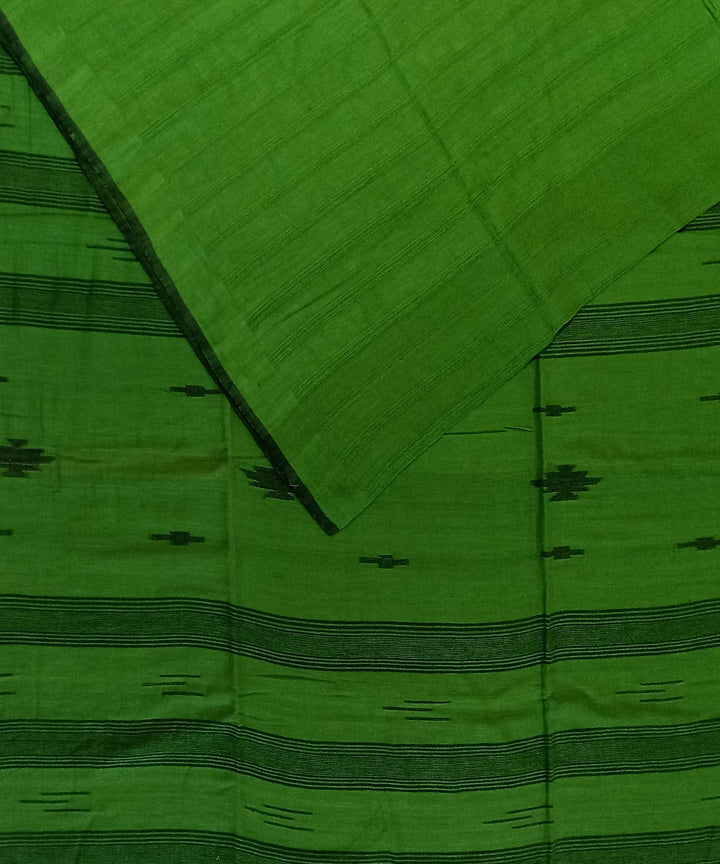 Light green black cotton handloom bengal saree