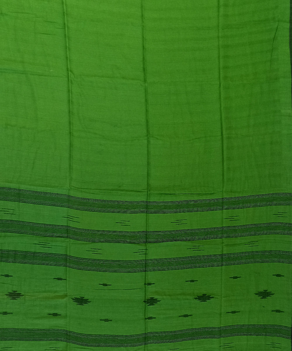 Light green black cotton handloom bengal saree