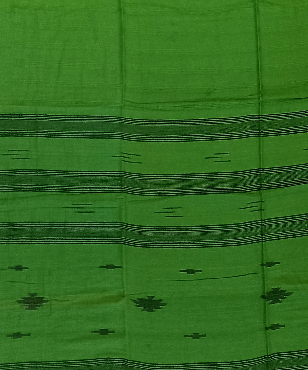 Light green black cotton handloom bengal saree