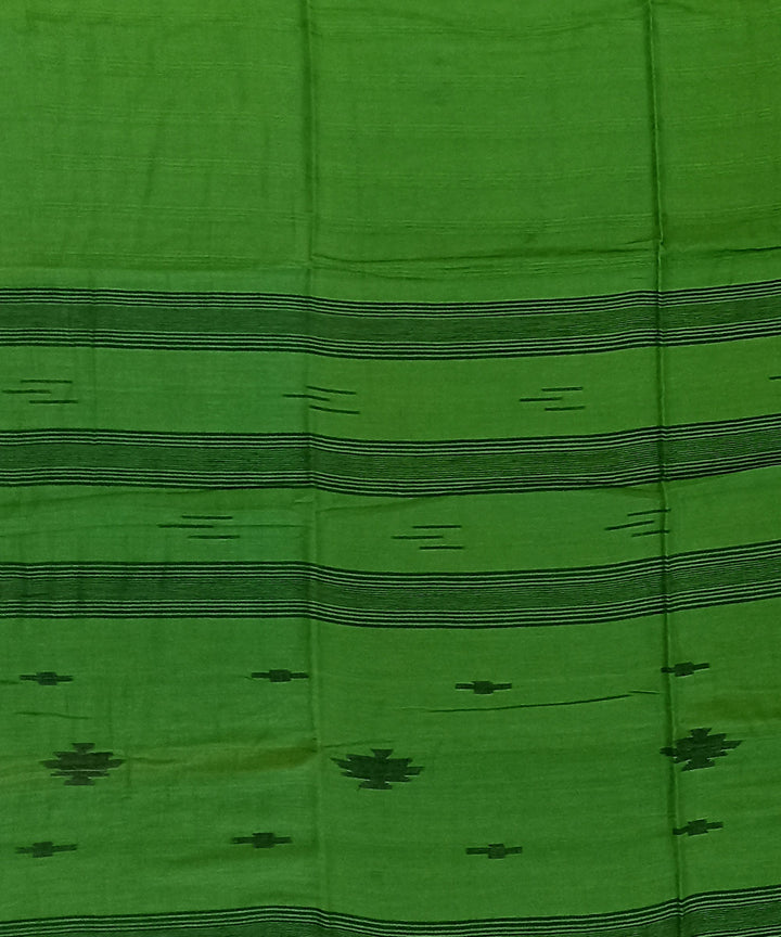 Light green black cotton handloom bengal saree
