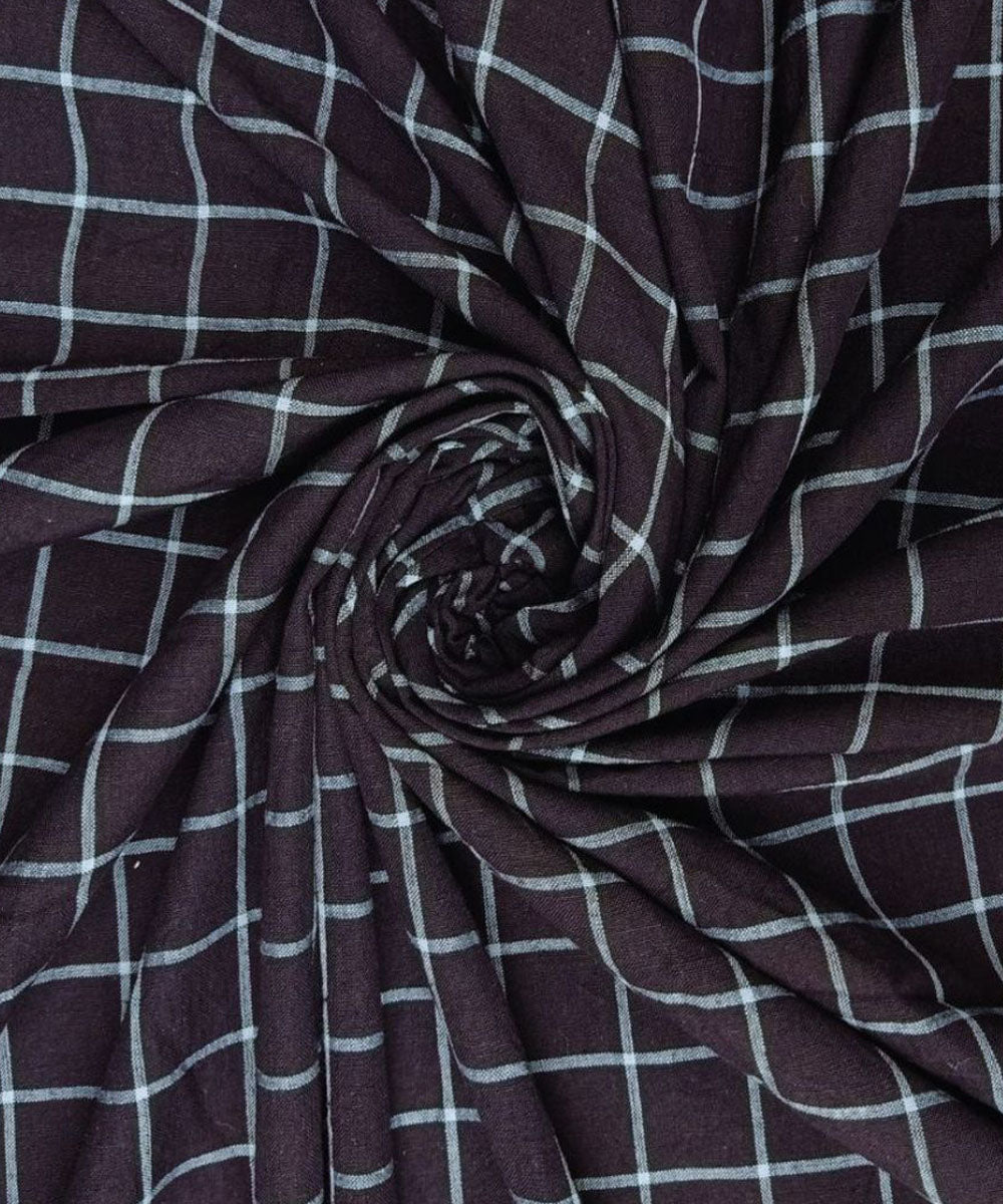 Black checks handloom bengal cotton fabric