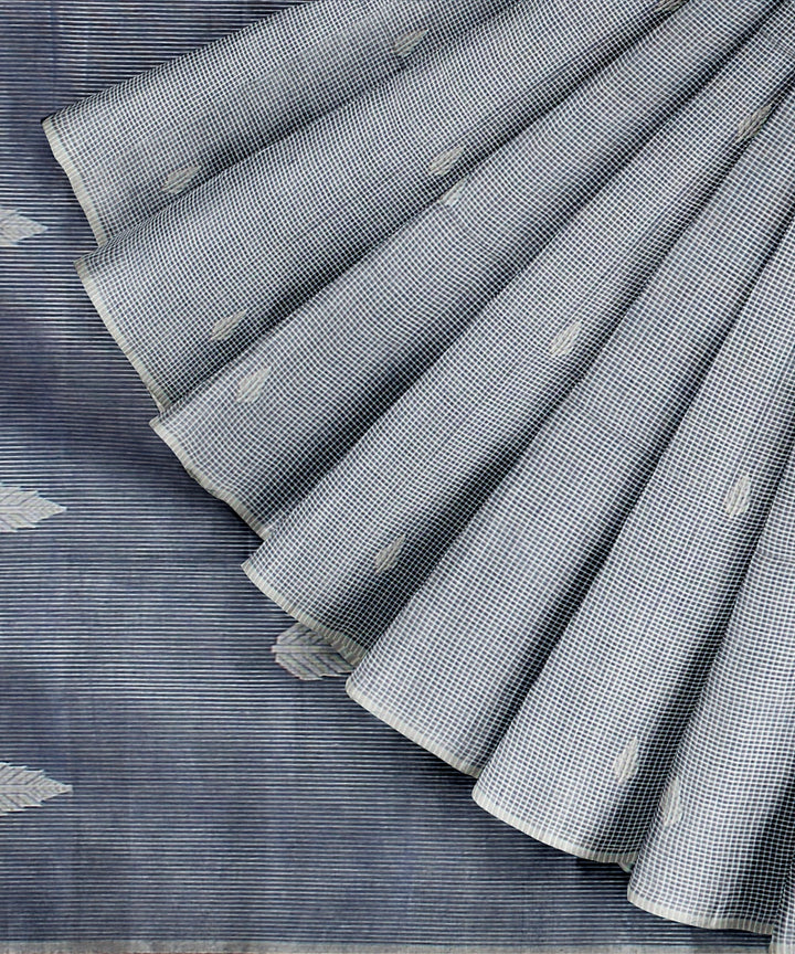 Blueish grey cotton handloom bengal saree